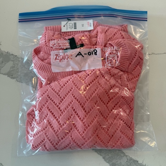 Talbots Linen Blend Pointelle Crewneck Loose Knit Sweater Coral Women’s XS NWT - Picture 12 of 12